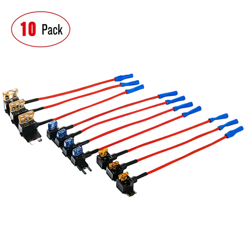 Nilight 10Pcs Standard Mini Low Profile Add-A-Circuit Fuse Adapter