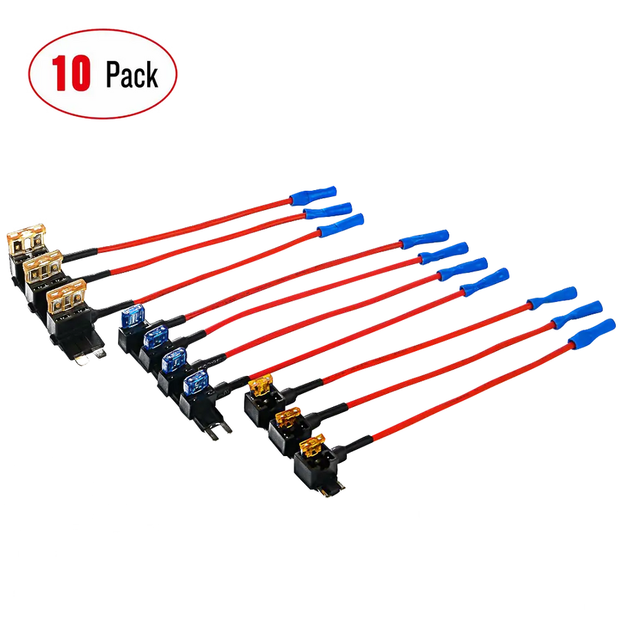 Nilight 10Pcs Standard Mini Low Profile Add-A-Circuit Fuse Adapter