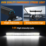 Nilight 144 LED Strobe Traffic Advisor Light Bar White with Controller 2 in 1 Automotive Emergency Warning Flashing Police Windshield Lights Bars for Cars Tow Plow Trucks Construction Vehicles, view 2