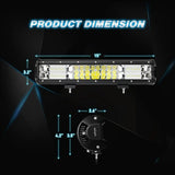 Nilight Offroad Truck Led Light Bar 15 Inch Triple Row Combo Roof Grille Bumper Hood For Jeep UTV ATV | 12V 5 Pin Rocker Switch 16 AWG Harness Kit 2 Leads, view 2