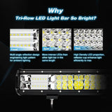 Nilight Offroad Truck Led Light Bar 15 Inch Triple Row Combo Roof Grille Bumper Hood For Jeep UTV ATV | 12V 5 Pin Rocker Switch 16 AWG Harness Kit 2 Leads, view 4