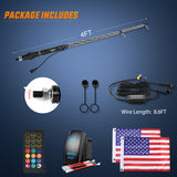 Nilight 4FT Spiral Antenna W/ Spring Base Led Whip Light RF Remote Control | 8.6FT Wire 5Pin Switch, view 3