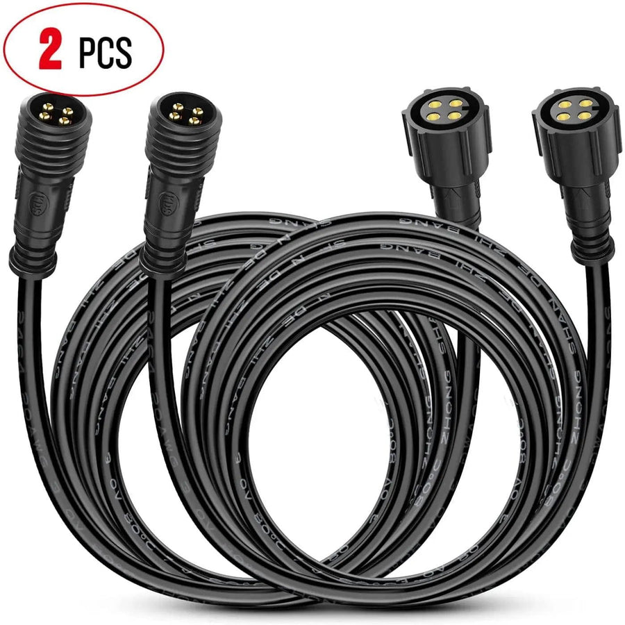 Nilight 2PCS 10FT 4Pin RGB Rock Light Extension Wire Cable Cord for 4 and 8 Pods