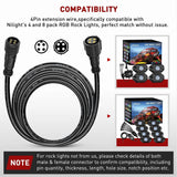 Nilight 2PCS 10FT 4Pin RGB Rock Light Extension Wire Cable Cord for 4 and 8 Pods, view 6