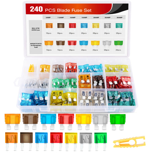 Nilight 240Pcs Standard & Mini Blade Fuse Set