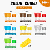 Nilight 240Pcs Standard & Mini Blade Fuse Set, view 3