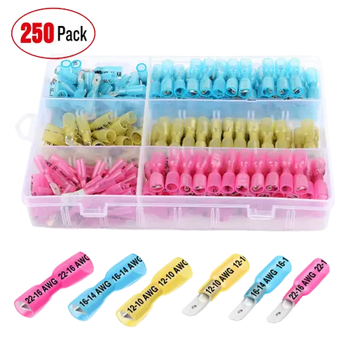 Nilight 250Pcs Heat Shrink Quick Disconnect Spade Connectors Male and Female