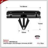 Nilight 25 Pcs Head 38mm Hole 10mm Fender Flare Moulding Clips Jeep Liberty Wheel Fender Rocker Panel Clip for Chrysler 55157055-AA, Jeep Wrangler, view 2