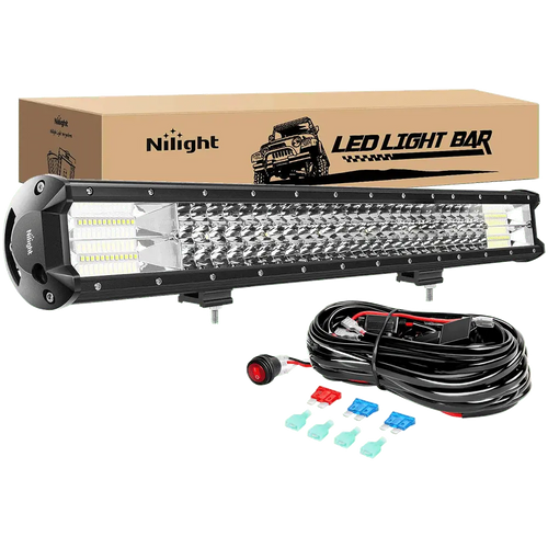 Nilight Offroad Truck Led Light Bar 26 Inch Triple Row Combo Beam Wiring Harness Kit Roof Grille Bumper Hood Driving Fog Lights For Jeep UTV ATV Boat Pickup