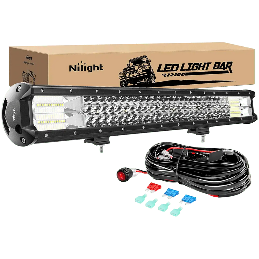 Nilight Offroad Truck Led Light Bar 26 Inch Triple Row Combo Beam Wiring Harness Kit Roof Grille Bumper Hood Driving Fog Lights For Jeep UTV ATV Boat Pickup