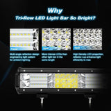 Nilight Offroad Truck Led Light Bar 2 Pcs 12 Inch Triple Row Combo Beam | 12V 5 Pin Rocker Switch 16 AWG Wiring Harness Kit 2 Leads For Jeep UTV ATV Pickup, view 4