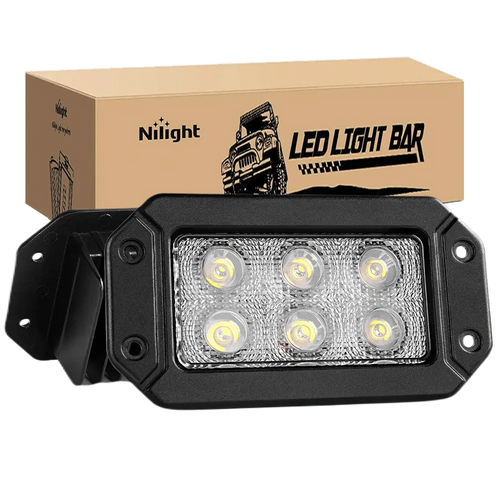 Nilight Offroad Truck Led Light Bar 2PCS 18w Flush Mount Spot Beam Roof Grille Bumper Hood Driving Fog Lights For Jeep UTV ATV Boat Pickup