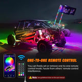 Nilight 2Pcs 3FT Spiral Antenna Bluetooth Remote App Control Led Whip Light | 4Pcs RGB Rock Lights | Wire 5Pin Switch Kits, view 5
