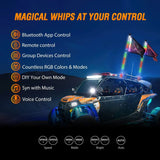 Nilight 2Pcs 3FT Spiral Antenna W/ Spring Base Led Whip Light Bluetooth Remote App Control | 8.6FT Wire 5Pin Switch, view 2