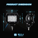 Nilight 2 Pcs 4-Inch 18W Spot LED Pods & Off-Road Light Horizontal Bar Clamp Mounting Kit & Light Wiring Harness Kit, view 2