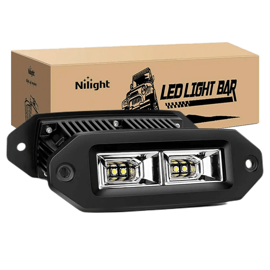 Nilight 7 Inch 40W 3600LM Flush Mount Flood LED Work Light (Pair)