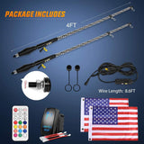 Nilight 2Pcs 4FT Spiral Antenna W/ Spring Base Led Whip Light RF Remote Control | 8.6FT Wire 5Pin Switch, view 2
