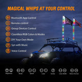 Nilight 2Pcs 5FT Spiral Antenna Bluetooth Remote App Control Led Whip Light | 10FT Wire 5Pin Switch, view 2