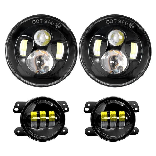 Nilight 2PCS 7 Inch LED Healdight with 2PCS 4 Inch LED Fog Light for Jeep Wrangler 97-17 JK LJ CJ