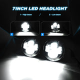 Nilight 2PCS 7 Inch LED Healdight with 2PCS 4 Inch LED Fog Light for Jeep Wrangler 97-17 JK LJ CJ, view 3