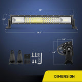 Nilight 32Inch 378W Triple Row 37800LM Flood Spot Combo Bar Driving Super Bright Led Off Road Lights for Trucks Jeep UTV ATV Boat, view 2