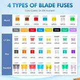 Nilight 372Pcs Fuses Assortment Kit Standard Mini LP Mini Micro2 Blade Fuse, view 2