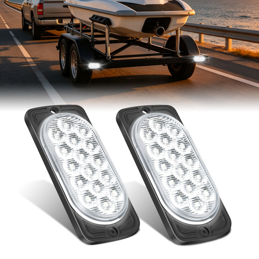 Nilight 4.4 Inch Aluminum Housing Tail Light 2 PCS 16 LED White Back Up Reverse Marker Lights Surface Mount IP67 Waterproof for 10-30V RV Camper Trailer Truck Bus Boat