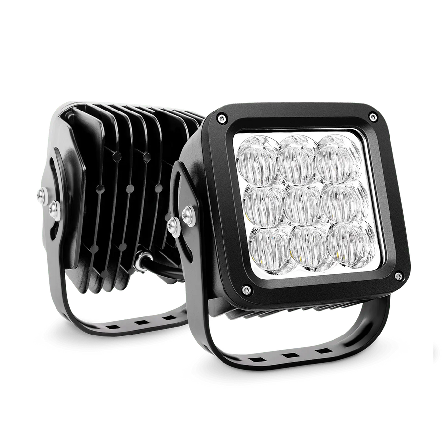 Nilight 2 Pcs 4.5-Inch Square 27W Flood LED Work Light 5D Projector Lens