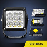 Nilight 2 Pcs 4.5-Inch Square 27W Flood LED Work Light 5D Projector Lens, view 2