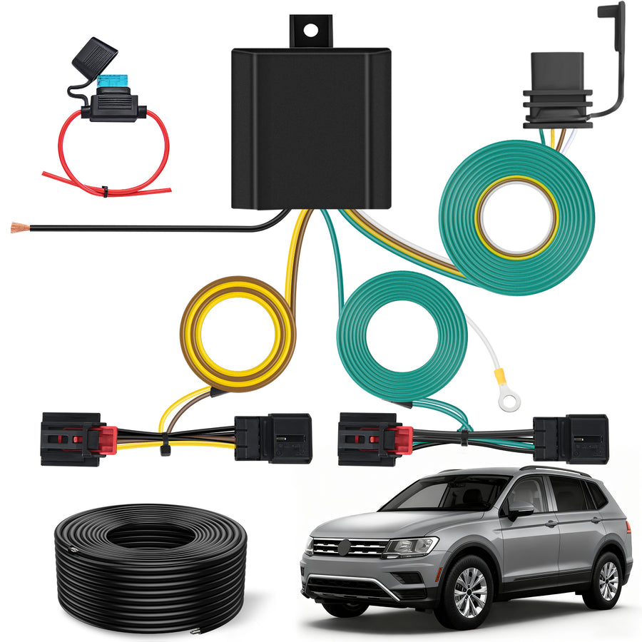 Nilight 4 Pin Trailer Wiring Harness Kit 56403 Vehicle Standard 4 Way Connector Custom for 2018 2019 2020 2021 2022 2023 2024 Volkswagen Tiguan Simple Fit Tow Hitch Harness