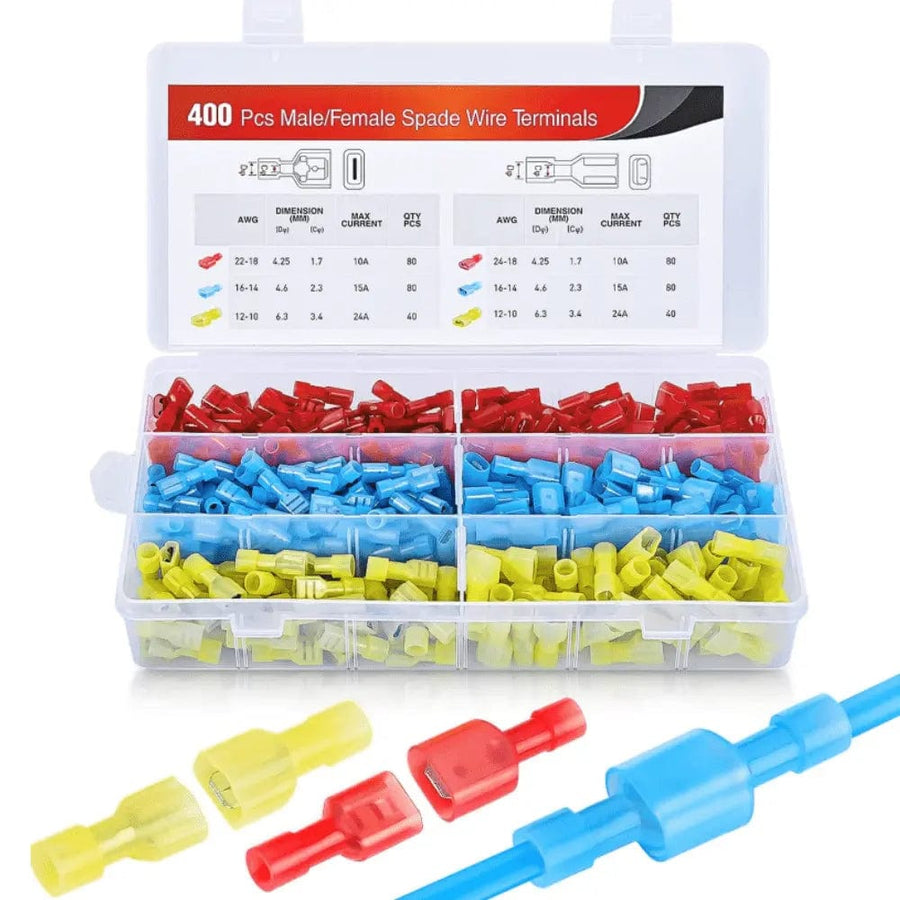 Nilight 400Pcs Spade Nylon Quick Disconnect Terminals Male and Female