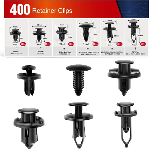 Nilight 400 Pcs Hole 6mm 7mm 8mm 9mm 10mm Car Retainer Clips For GM Ford Toyota Honda Chrysler Nissan