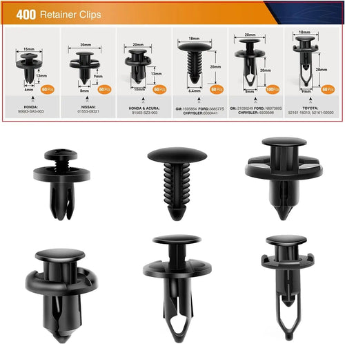 Nilight 400 Pcs Universal Plastic Fender Clips For GM Ford Chrysler Toyota Honda