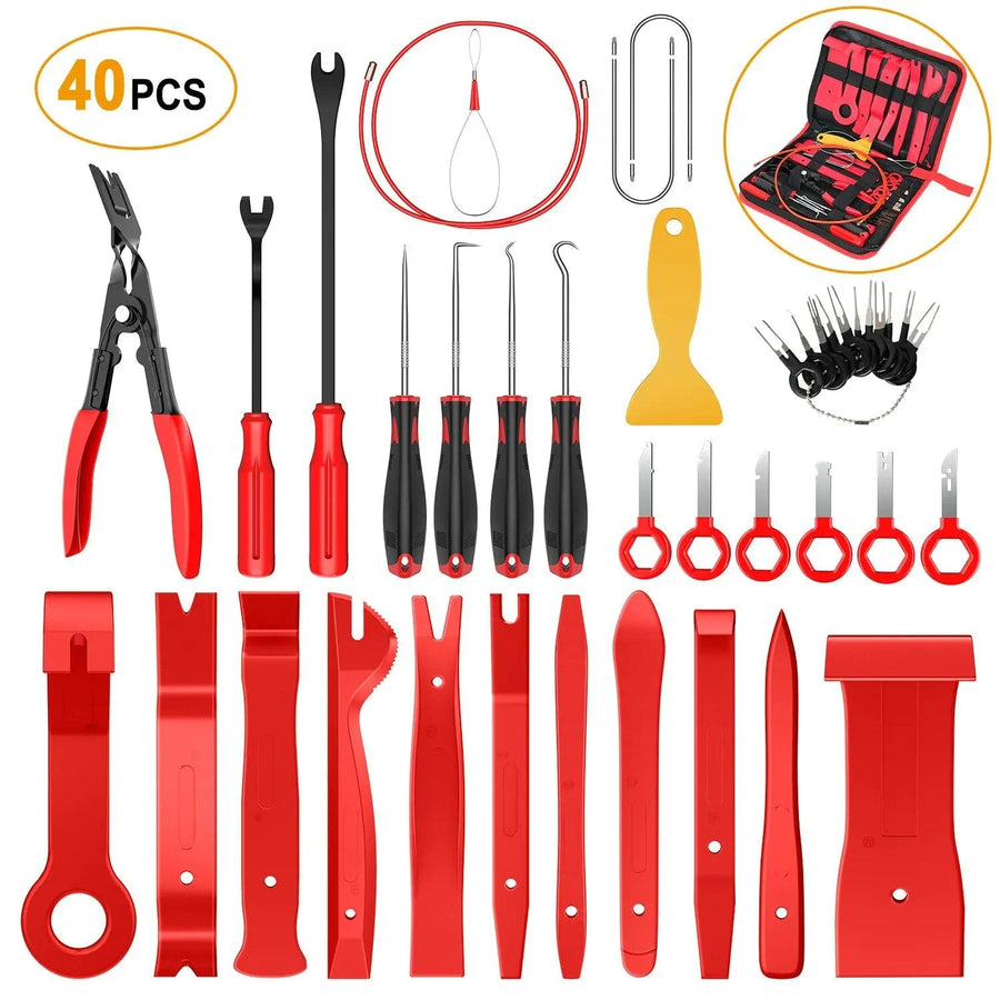 Nilight 40 Pcs Auto Trim Removal Tool Set Red