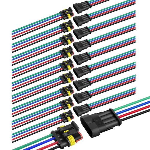 Nilight 10Pack 4Pin Way Electrical Wire Connector 16AWG Male Female Plug