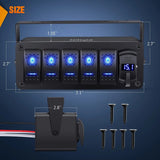 Nilight 5Gang Rocker Switch Box w/ PD Type C | QC 3.0 USB Charger Voltmeter, view 2
