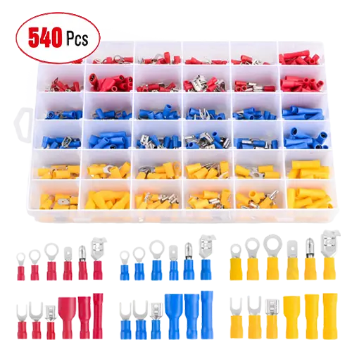 Nilight 540PCS Mixed Quick Disconnect Electrical Insulated Butt Bullet Spade Fork Ring Solderless Crimp Terminals 22-16/16-14/12-10 Gauge Electrical Wire Connectors Assortment Kit