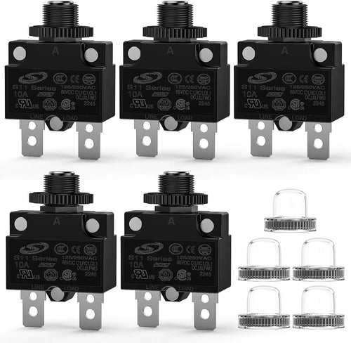 Nilight 5Pcs 10Amp Terminals Circuit Breaker