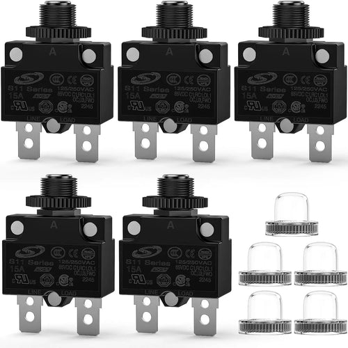 Nilight 5Pcs 15Amp Terminals Circuit Breaker