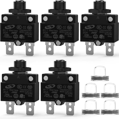 Nilight 5Pcs 20Amp Terminals Circuit Breaker