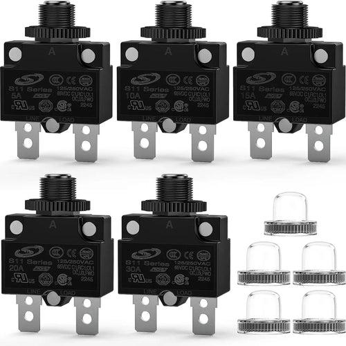 Nilight 5Pcs 5A 10A 15A 20A 30A Terminals Circuit Breaker