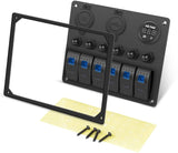 Nilight 6Gang ON/Off Blue Rocker Switch Panel w/ Dual USB Cigarette Lighter Socket Voltmeter, view 2