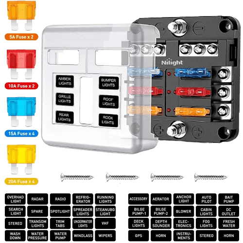 Nilight 6 Way Blade Fuse Block