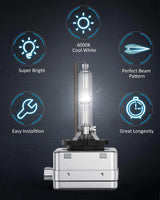 Nilight D1S 35W 6000K Diamond White Xenon HID Headlight Bulbs, view 4