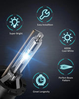 Nilight D2S 35W 6000K Diamond White Xenon HID Headlight Bulbs, view 3