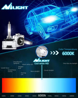 Nilight D3S 35W 6000K Diamond White Xenon HID Headlight Bulbs, view 3