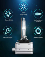Nilight D3S 35W 6000K Diamond White Xenon HID Headlight Bulbs, view 5