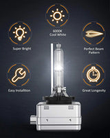 Nilight D3S 35W 6000K Diamond White HID Headlight Bulbs, view 5