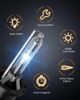 Nilight D4S 35W 6000K Diamond White HID Headlight Bulbs, view 3