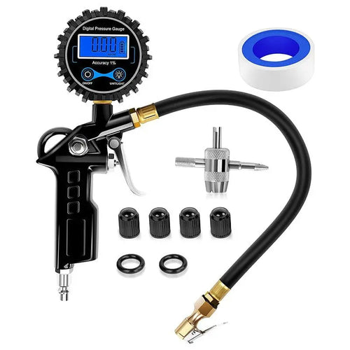 Nilight Digital Tire Pressure Gauge Medium 250 PSI Air Chuck and Compressor Accessories Heavy Duty with Rubber Hose and Quick Connect Coupler for 0.1 Display Resolution